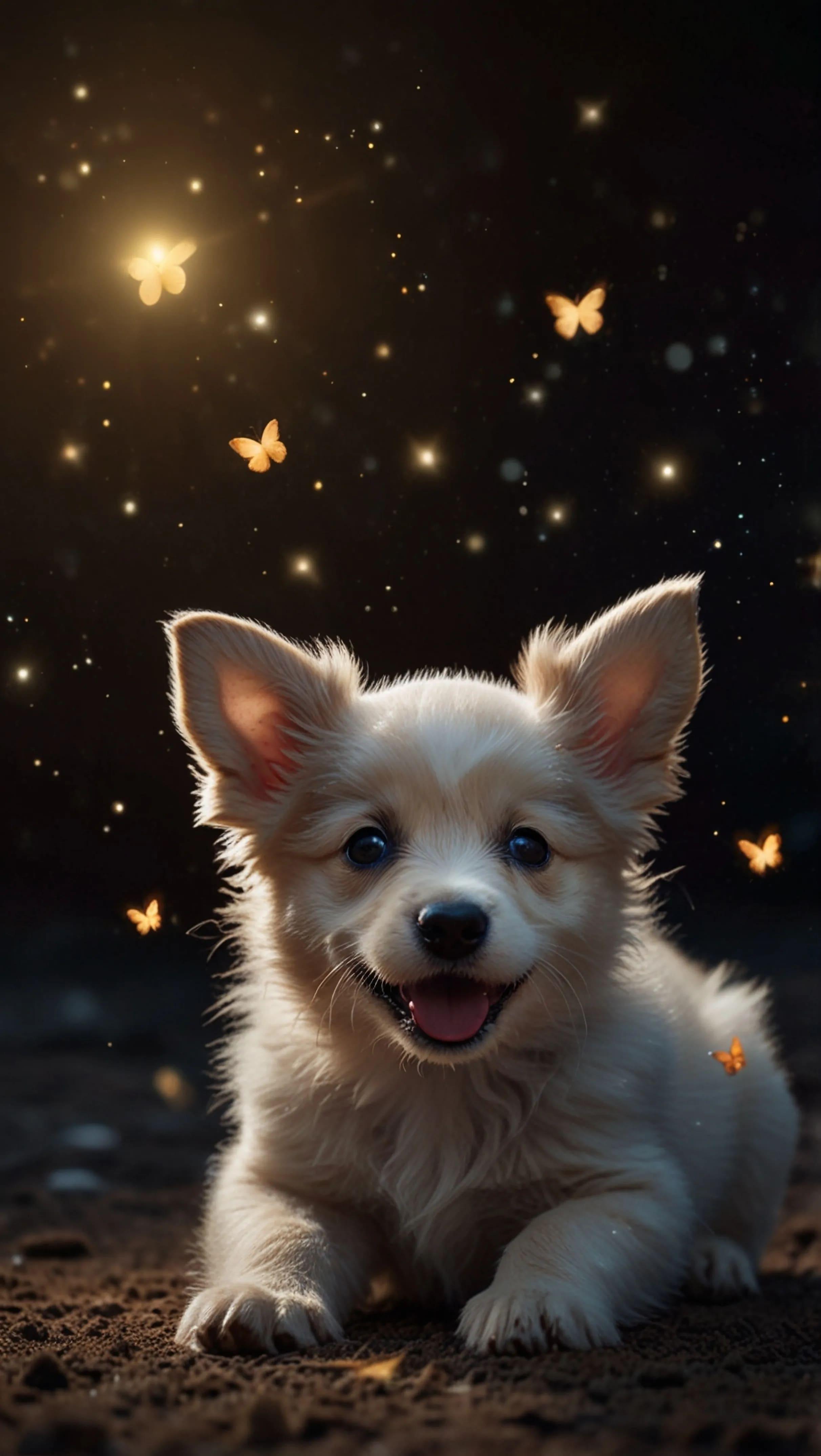 Whimsical Puppy with Butterflies