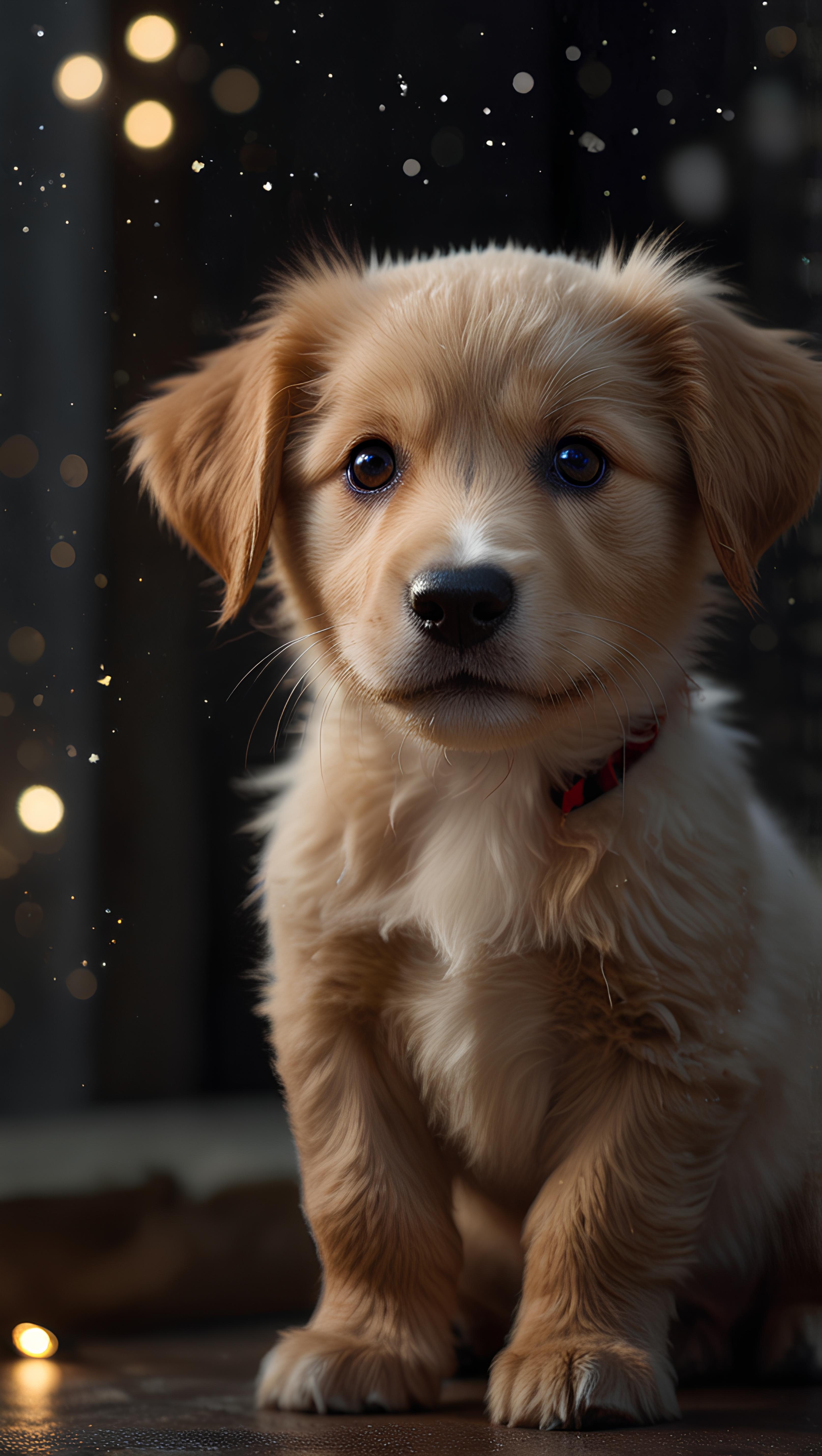 Cozy Puppy with Starry Bokeh