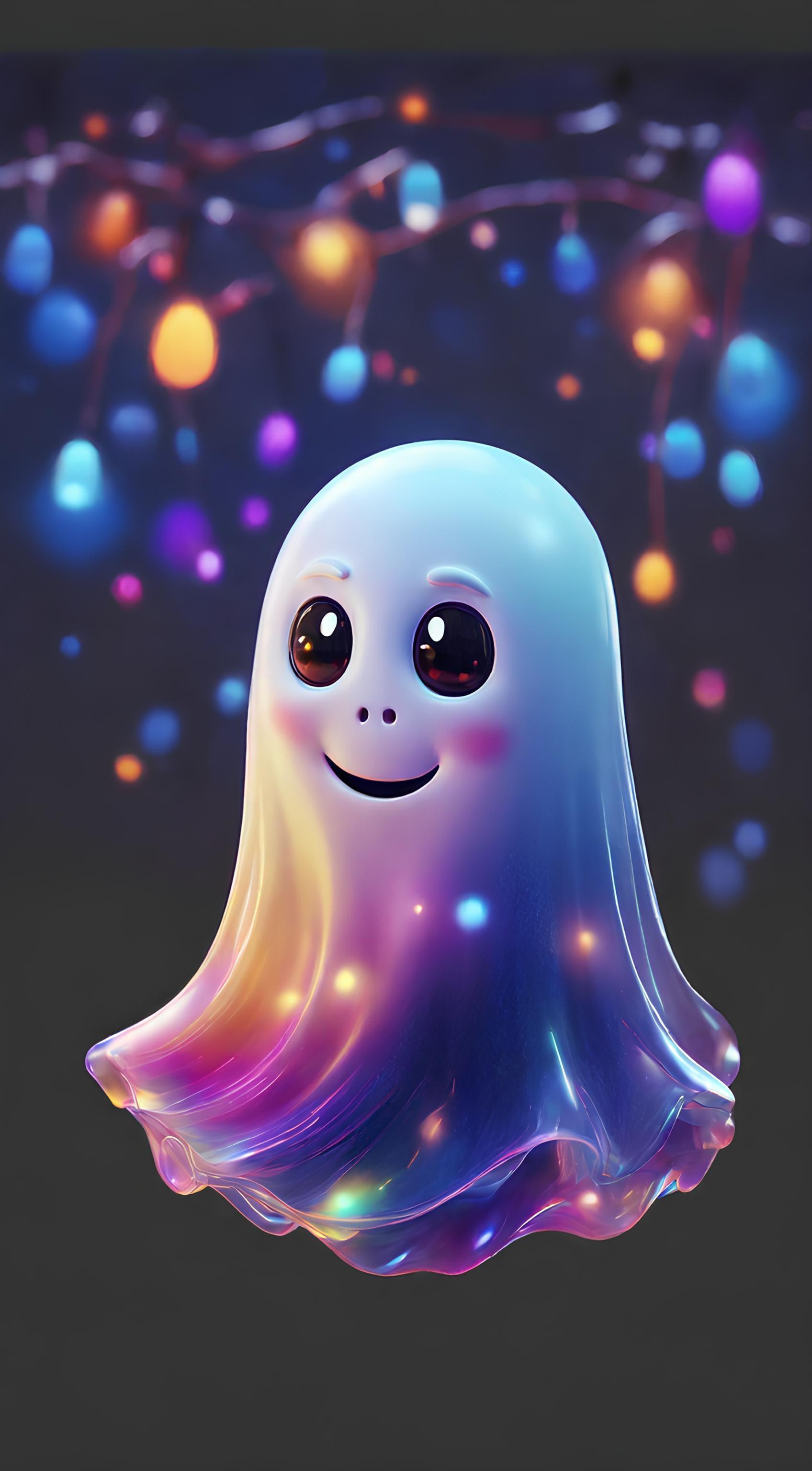 Colorful Smiling Ghost - Festive Halloween Art