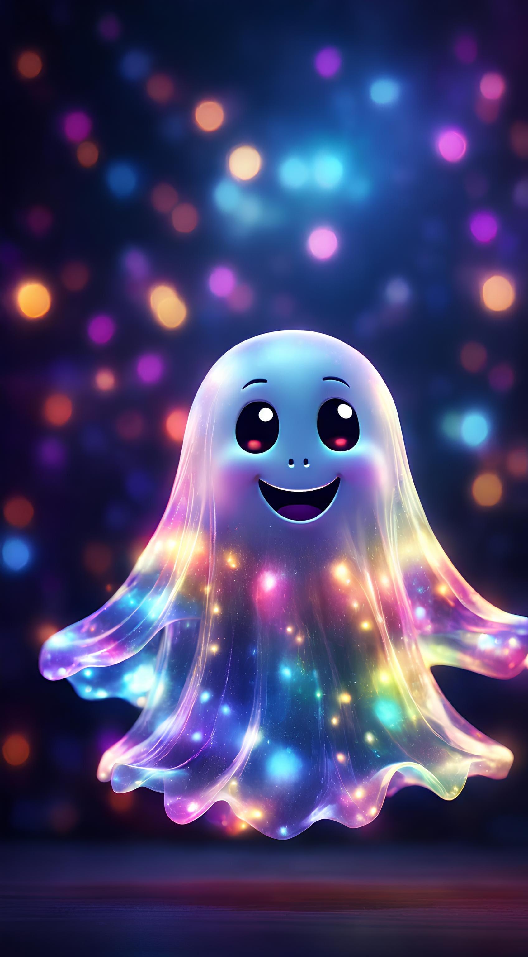Colorful Smiling Ghost - Festive Halloween Art