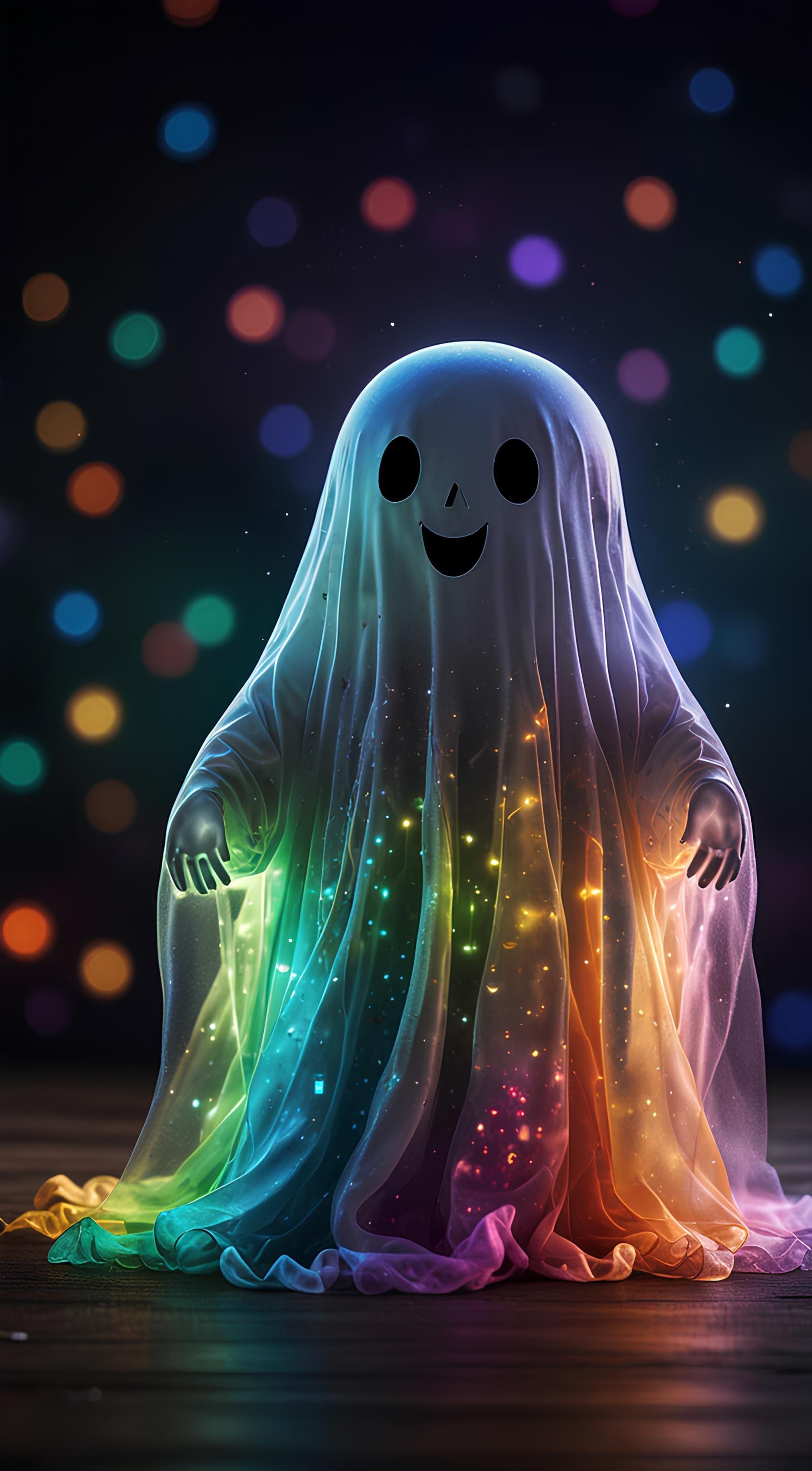Iridescent Smiling Ghost - Festive Halloween Art