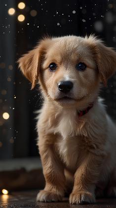 Cozy Puppy with Starry Bokeh