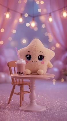 Cute Star Plush Café Scene